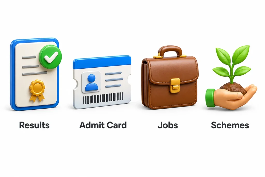 InfoPortal Uttarakhand News Jobs Results and Yojana category icons